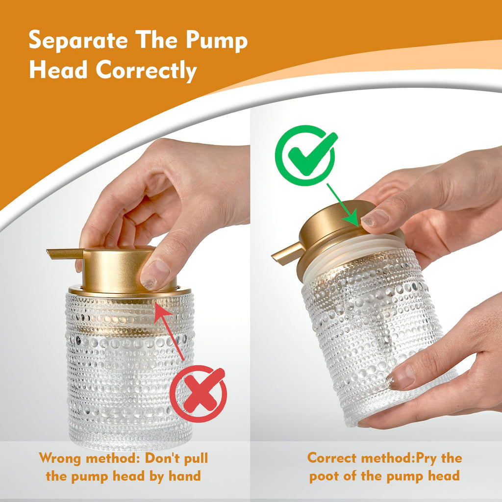 MKLZ 12oz Glass Liquid Soap Dispenser with Gold Pump, Hand Soap Bottles