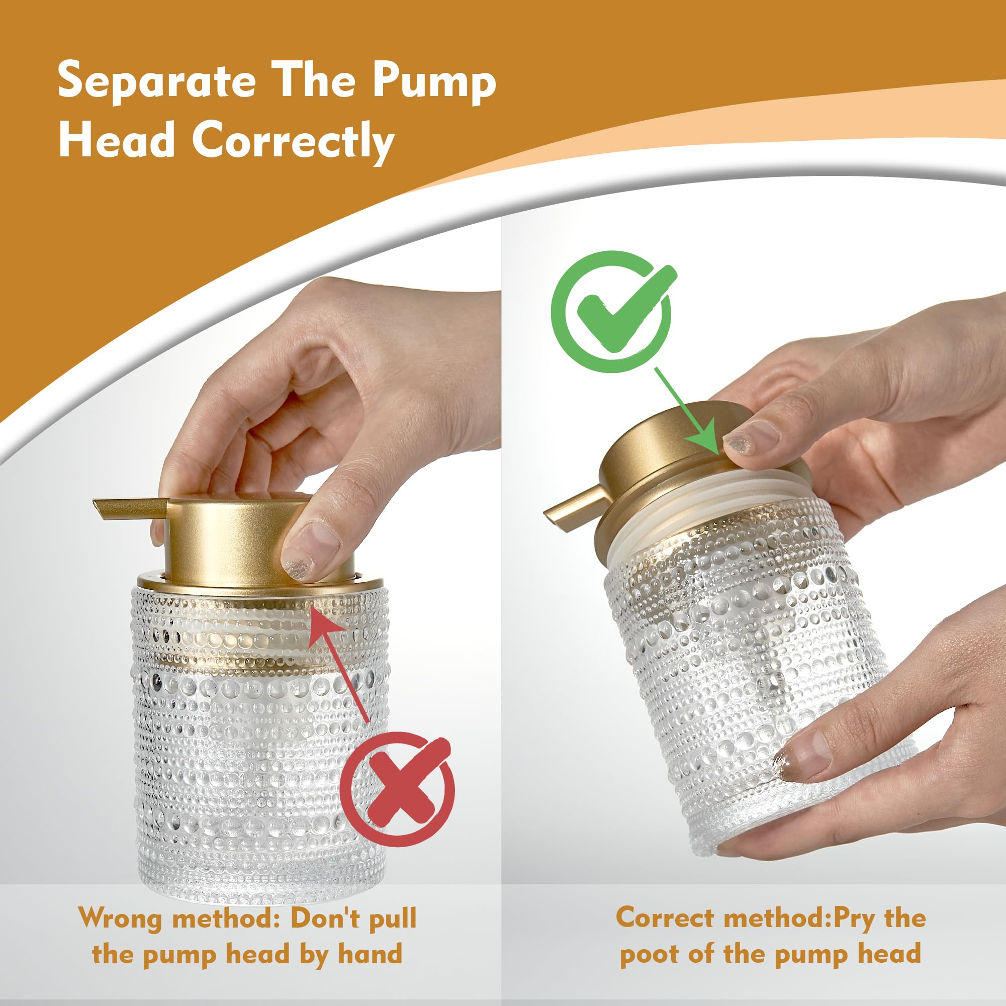 MKLZ 12oz Glass Liquid Soap Dispenser with Gold Pump, Hand Soap Bottles