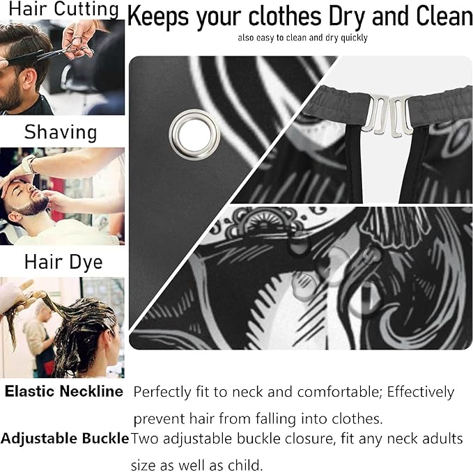 Visesunny Barber Cape - Dead Skull Woman Hair Cutting Salon Apron Anti-Static Water-Resistant Shaving Bib Hairdressing Cape