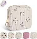 Period Bag for Teen Girls, Corduroy Cute Cats Sanitary Napkin Storage Bag, Menstrual Pad Pouches Tampon Holder for Purse (Beige-Cats)