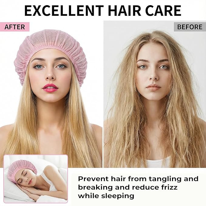 4 Pcs Mesh Hair Net Sleeping Bonnets Night Hair Nets Cap Colorful Plopping Polyester Cap Hairnet Snoods Wrap Bath Clean Wash Face Protector for Women Drying Curly Long Natural Straight