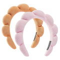 Ztomine Spa Headbands, Set of 2 - Terry Cloth Face Wash Headbands for Women - Puffy Makeup Headbands for Facial, Mask (Pink, Orange)