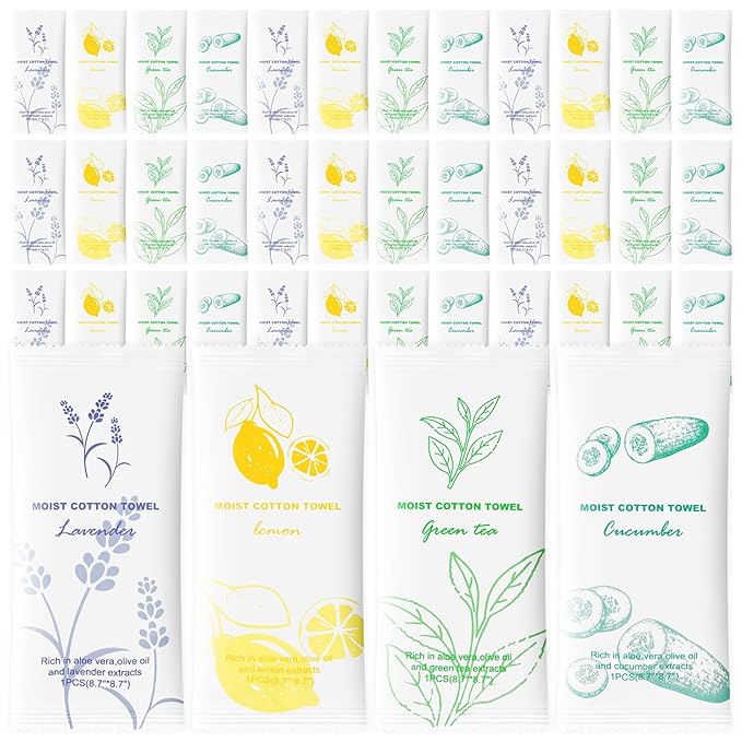 twoworld 100 Moist Cotton Towel Bulk Moist Towelettes Individually Wrapped