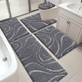 HEBE Bathroom Rugs Sets 5 Piece, Non Slip Washable Absorbent Bath Mat Set