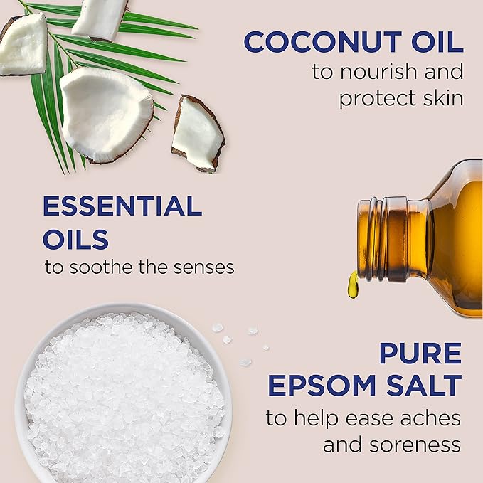 Dr Teal's Salt Soak with Pure Epsom Salt, Nourish & Protect with Coconut Oil, 3 lbs (Pack of 2)