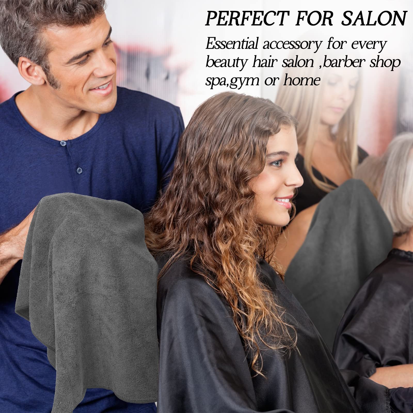 Shimeyao 26 Pcs Salon Bleach Proof Towels Highly Absorbent Hair Towels Hand Facial Cloths Bleach Resistant for Salon Barber Spa Beauty Bath Hair Stylist(Gray,16 x 29 Inch,Classic)