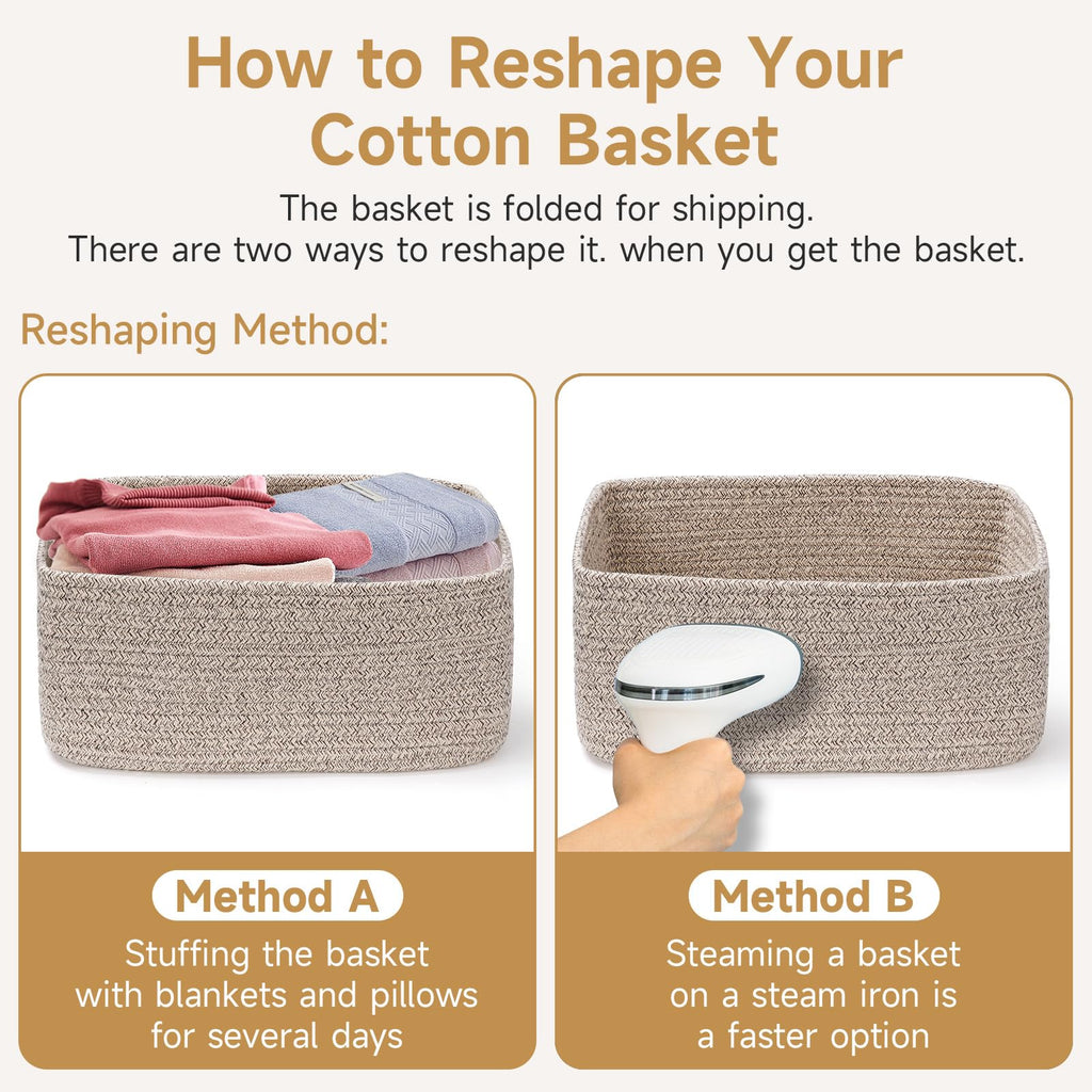 3 Pack Small Storage Baskets for Organizing, 11.8×7.8×5.1", Sky Blue