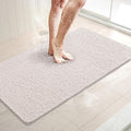 LuxStep Shower Mat Bathtub Mat,32x16 inch, Non-Slip Bath Mat with Drain, Quick Drying PVC Loofah Bathmat for Tub,Shower,Bathroom,White