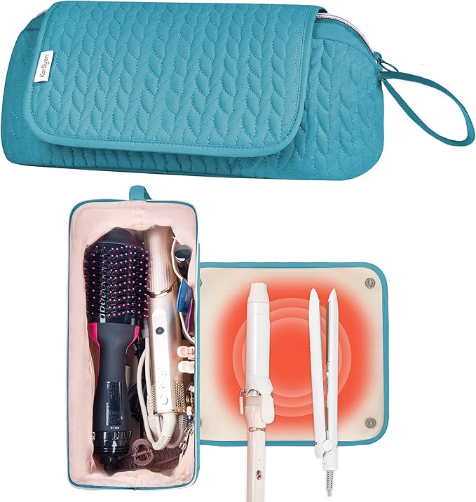 KarSyon Hair Tools Travel Bag with Hot Tool Mat 2 in 1 Organizer Bags