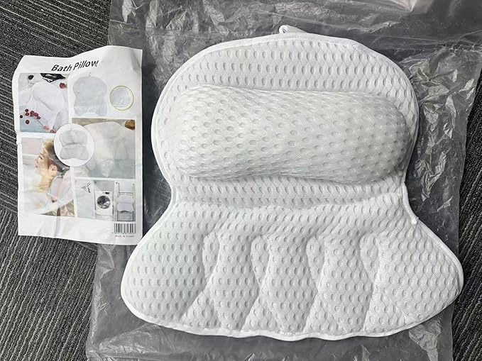 PHX Grove Bath Pillow with 6 Suction Cups for Head, Neck and Back Support