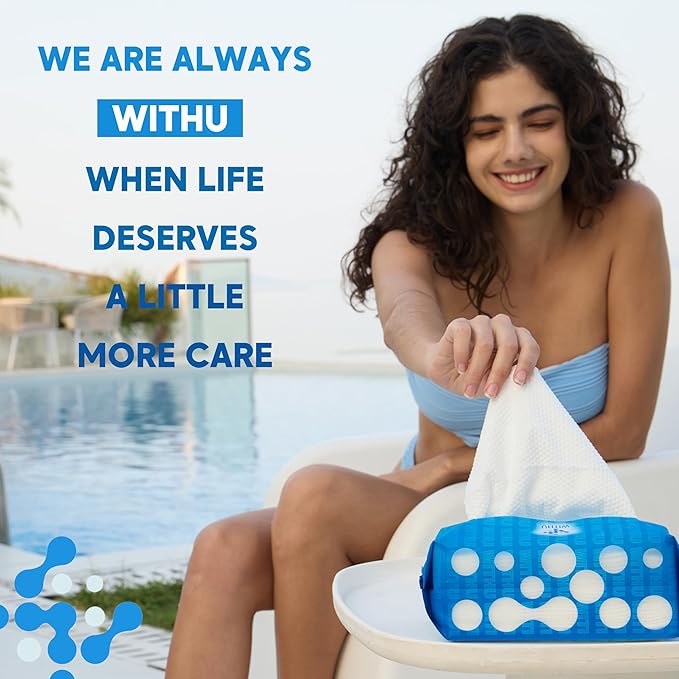 WITHU Disposable Face Towels – Ultra-Soft Biodegradable Face Cleansing Wipe, Makeup Remover Wipes, Facial Cleansing Cloths, Travel Face Towels, Multi-Use Dry Washcloths for All Skin Types, 240 Count