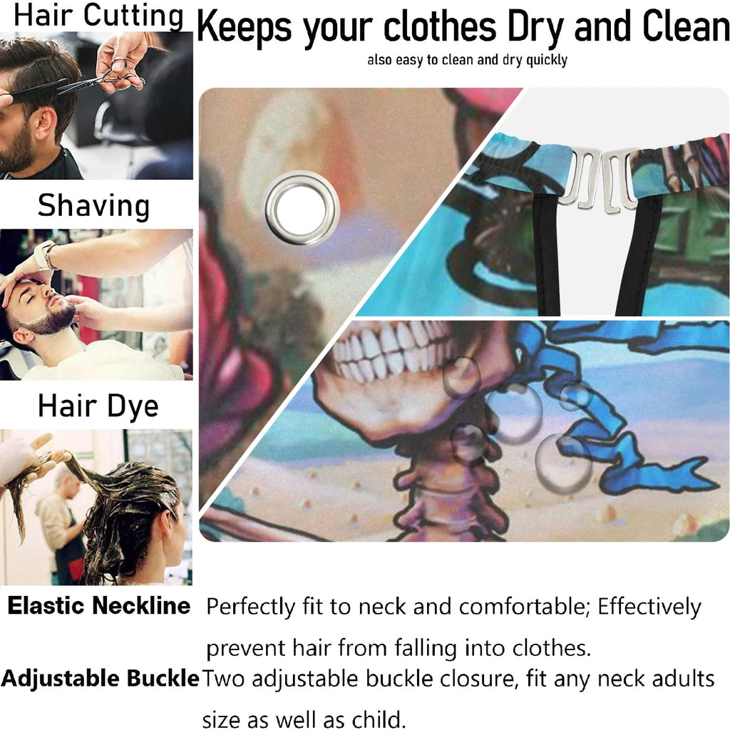 Visesunny Barber Cape - Flower Skull Polyester Hair Cutting Salon Apron Anti-Static Haircut Water-Resistant Shaving Cloth Beard Shaving Bib Hairdressing Cape