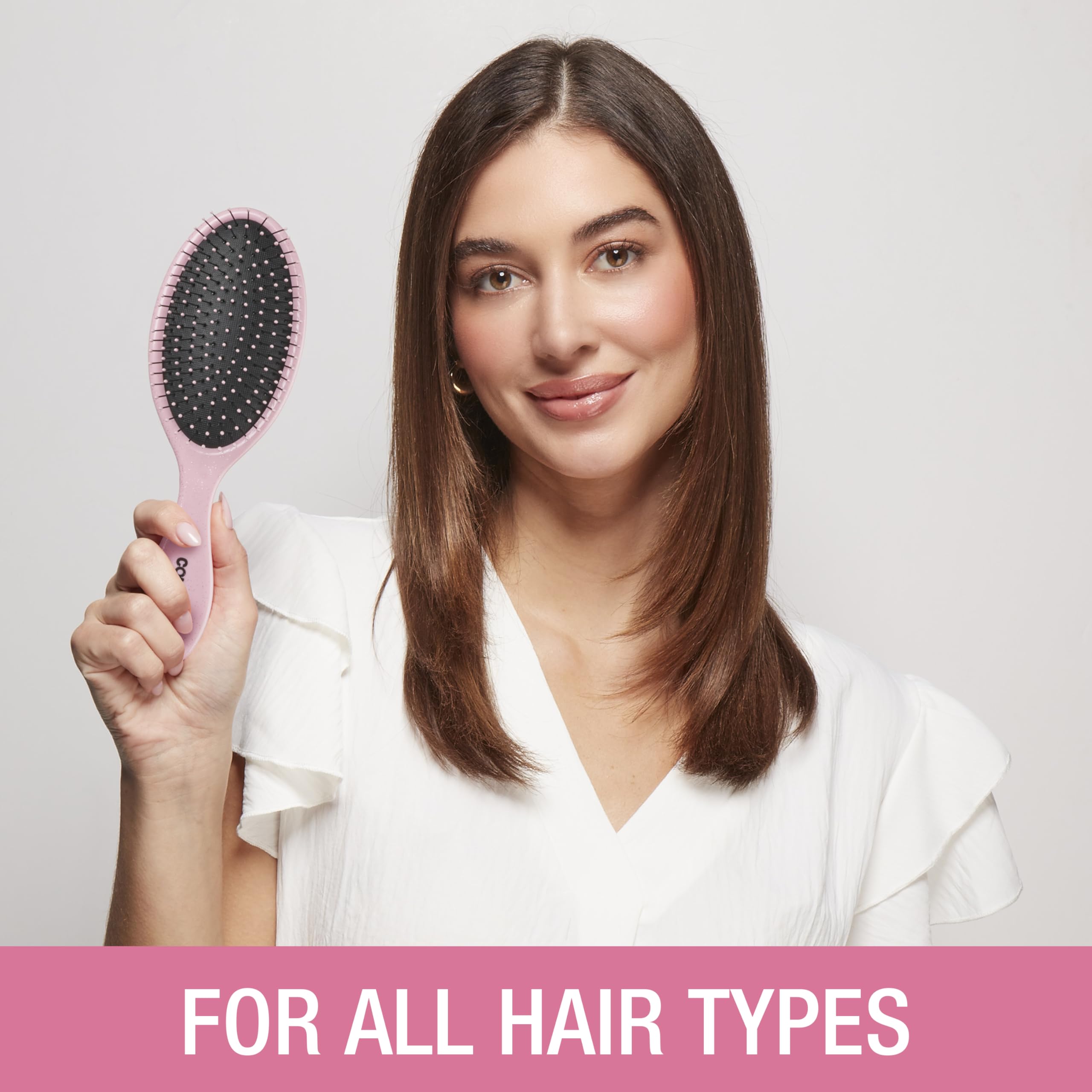 Conair Detangling Hair Brush Set 3 Pack, Use Wet and Dry, Ideal for All Hair Types, Detangling Brushes for women and girls, gifts for her, Glitter Silver, Blue, Pink