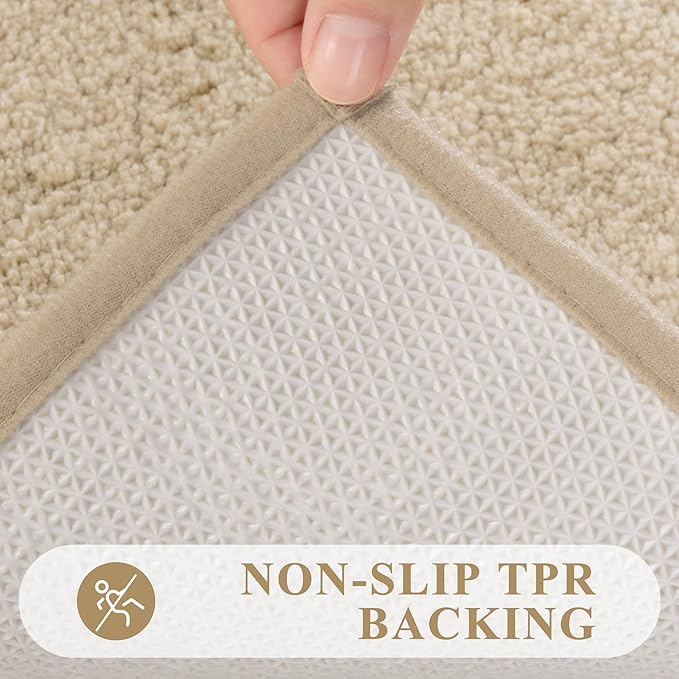 Pauwer Bathroom Rugs Sets 3 Piece, Microfiber Bath Mat Set, Light Beige