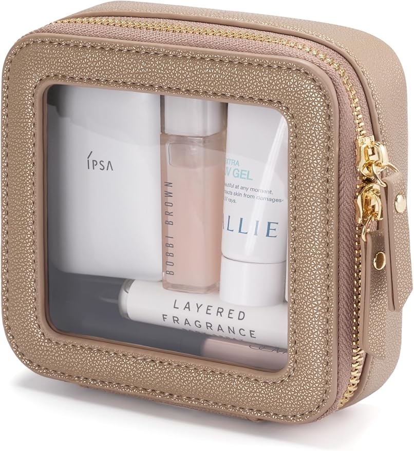 Popvibe Small Makeup Pouch Clear Makeup Bag for Purse Travel Mini Bag for Women for Essentials Cute Cosmetic Case Traveling Small Toiletry Bag Portable Mini Pouch for Car Organizer Bag Gold