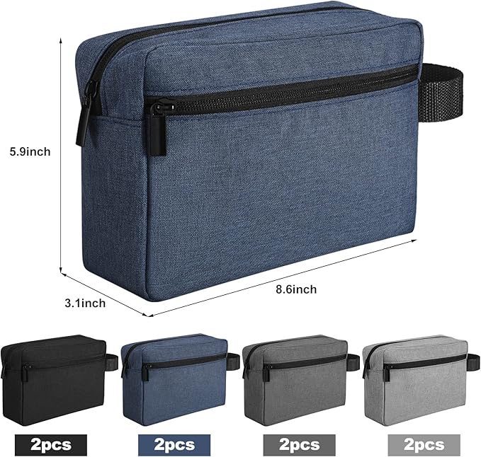 Sanwuta 8 Pcs Travel Toiletry Bags for Men Large Water Resistant Shaving Bag Portable Cosmetic Storage Bags with Handle Travel Pouch Case for Father's Day Wedding Gifts 4 Colors