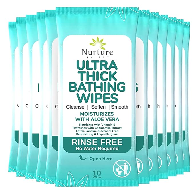 Nurture XL Ultra Thick Body Wipes for Adults with Aloe No Rinse Cleansing