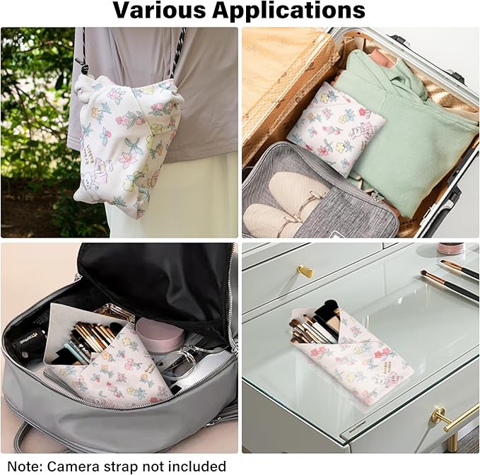 Walking Way Self-Adhesive Magic Cloth Makeup Bag, Lazy Organizer, Multipurpose Lens Wrap, Tech Case, No Zipper, Lightweight, Compact, Stylish Protective Layer for Cosmetics, DSLR, Travel Essentials