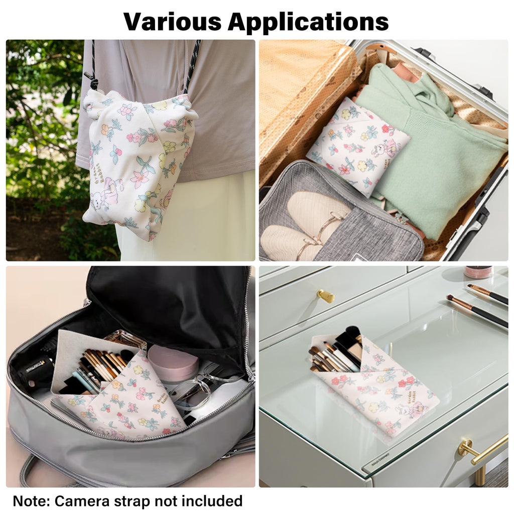 Walking Way Self-Adhesive Magic Cloth Makeup Bag, Magic Pocket Lazy Makeup Bag, Foldable Cosmetic Pouch, Portable Lens Protective Wrap, Stylish Travel Organizer for Beauty, Travel, Gifts & Daily