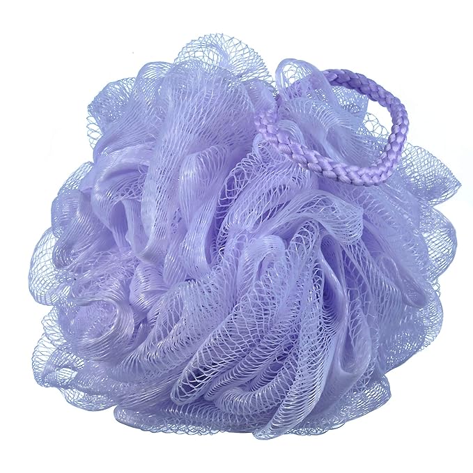 iboodi 60g/pcs Purple Mesh Bath Sponge Shower Pouf Loofahs Shower Puff Pack of 4 (Purple)