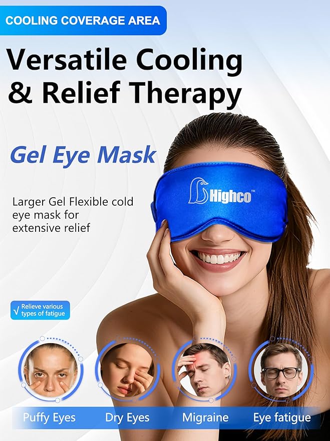 2PCS Cooling Eye Mask and Neck Ice Wrap,Cold Gel Eye Ice Pack for Sleep,Cooling Mask for Eyes,Reusable Ice Eye Patch Cold Compress for Puffy Eyes,Headache,Dark Circles,Migraines Relief,Blue