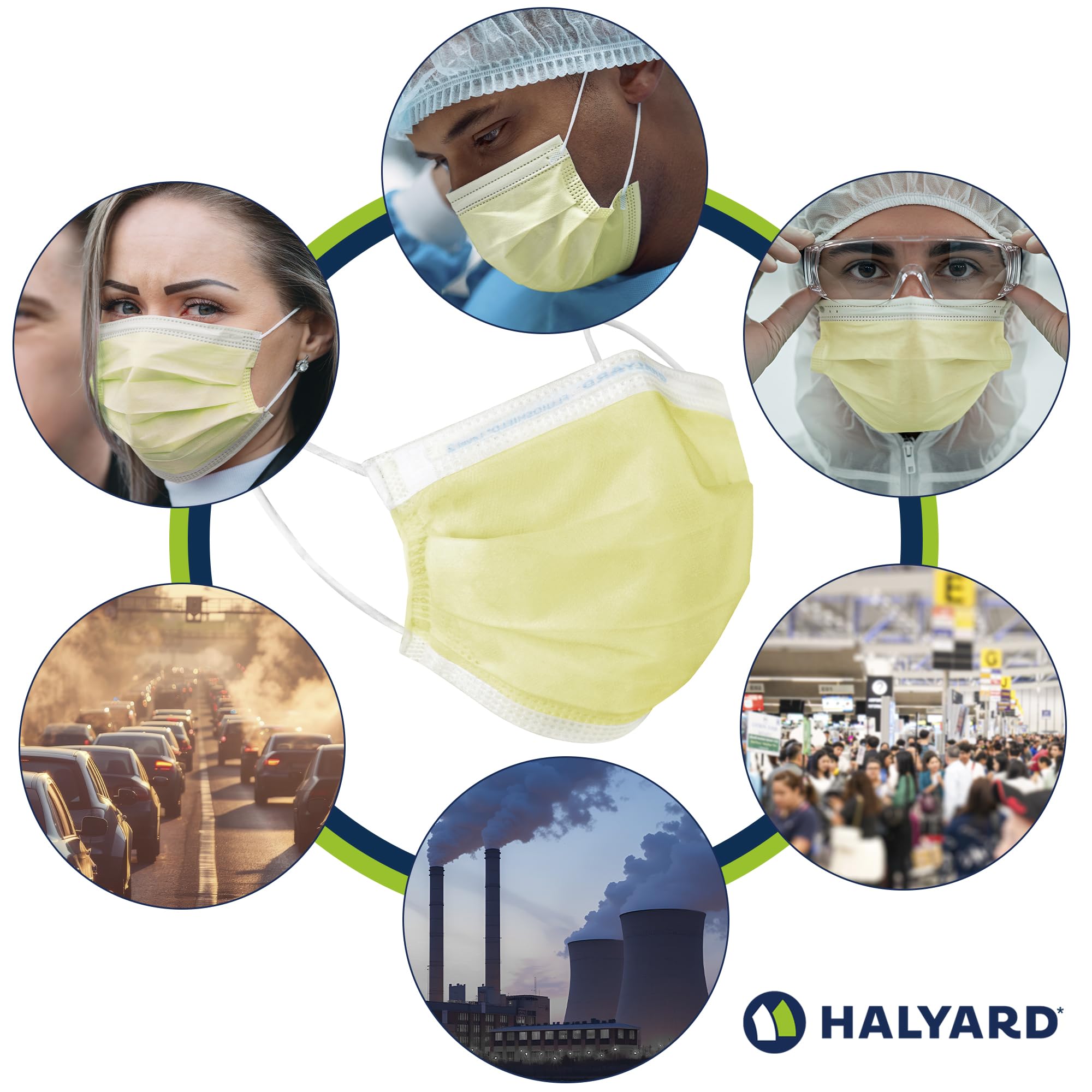 HALYARD Level 1 Disposable Procedure Mask, Earloops, Yellow, 47567 (Case of 500)