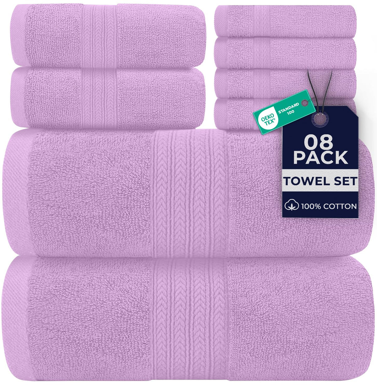 DAN RIVER 8 Piece Luxury Bath Towels for Bathroom, Towel Set, Blue Opal
