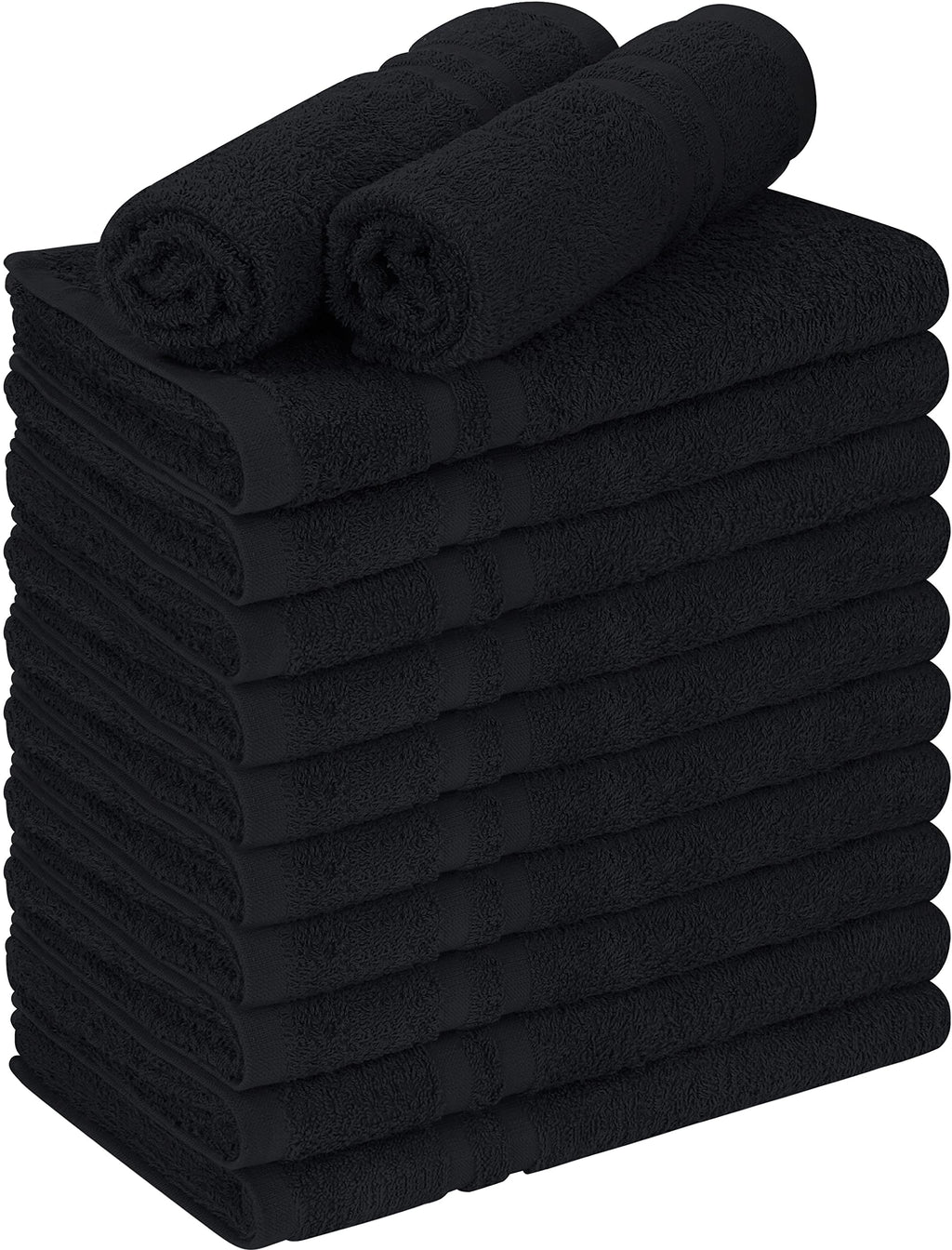 Utopia Towels Cotton Bleach Proof Salon Towels (16x27 inches) - Bleach Safe Gym Hand Towel (72 Pack, Black)