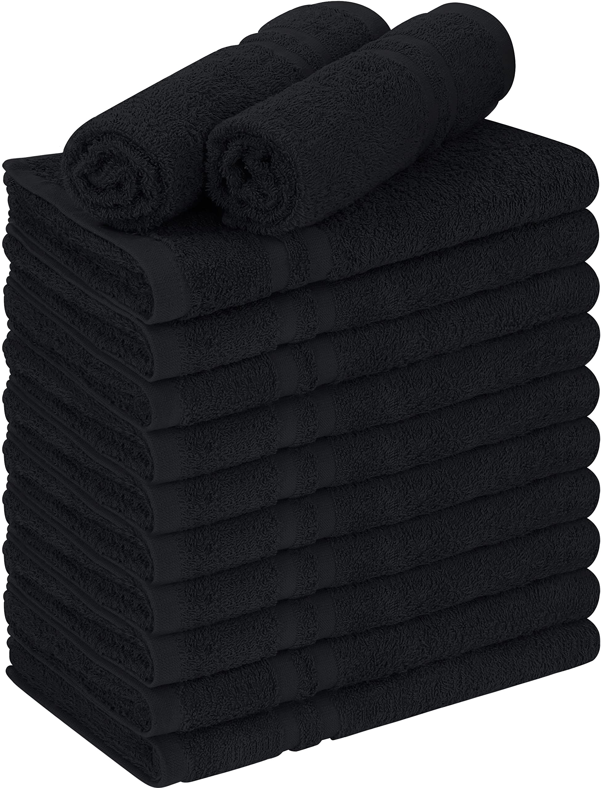 Utopia Towels Cotton Bleach Proof Salon Towels (16x27 inches) - Bleach Safe Gym Hand Towel (72 Pack, Black)