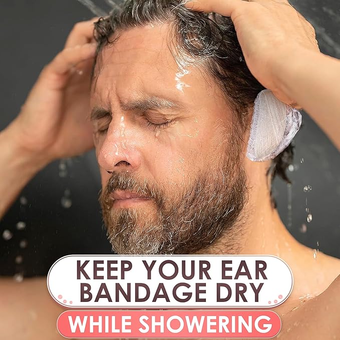 200 Pcs Ear Shower Caps Disposable, Stretch Up From 1.9" To 4.6" - Lightweight & Disposable Ear Covers for Shower to Protect Ears from Water Splashes - Suitable During Showers, Baths and Hair Coloring
