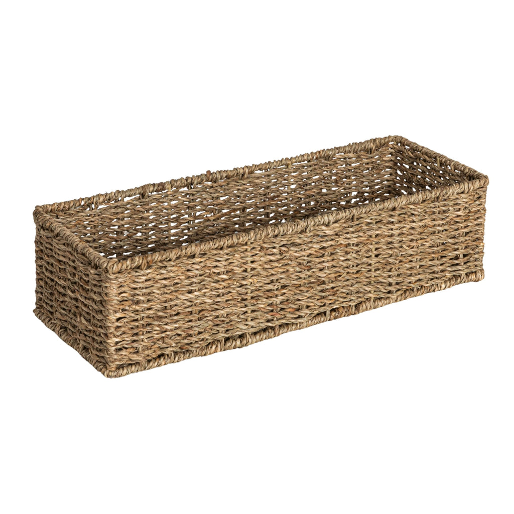 Household Essentials Handwoven Seagrass Rectangular Storage Basket, Natural