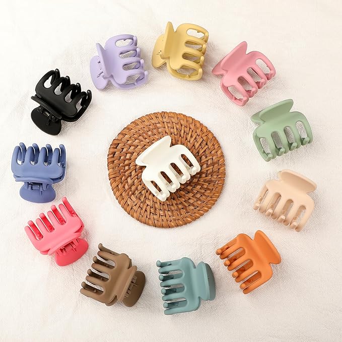 Sisiaipu 12Pcs Hair Clips for Women 1.8 Inch Small Claw Clips for Thin Hair Medium Hair Claw Clips for Thick Hair Accessories for Women Girls (Colorful)