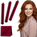 VISOFO Heatless Curls Overnight | Rods for Blowout Look, Long Hair Rollers Blow Out Curling Rod No Heat Flexi Foam Tubes Silk Satin Velvet Soft Curlers to Sleep In Tools Set (Ruby, 3 Set)