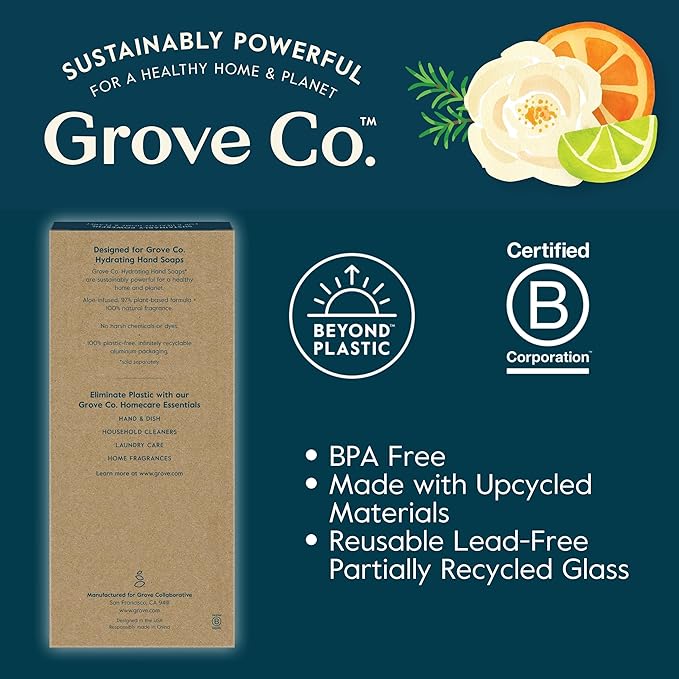 Grove Co. Gel Hand Soap Dispenser, 2 x 13.5 oz Glass Bottles