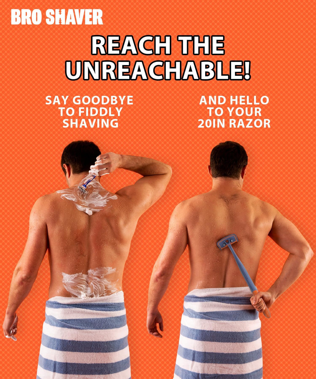 BroShaver 3.0 +6 Blades - Back Shaver for Men With 2 Shave Settings