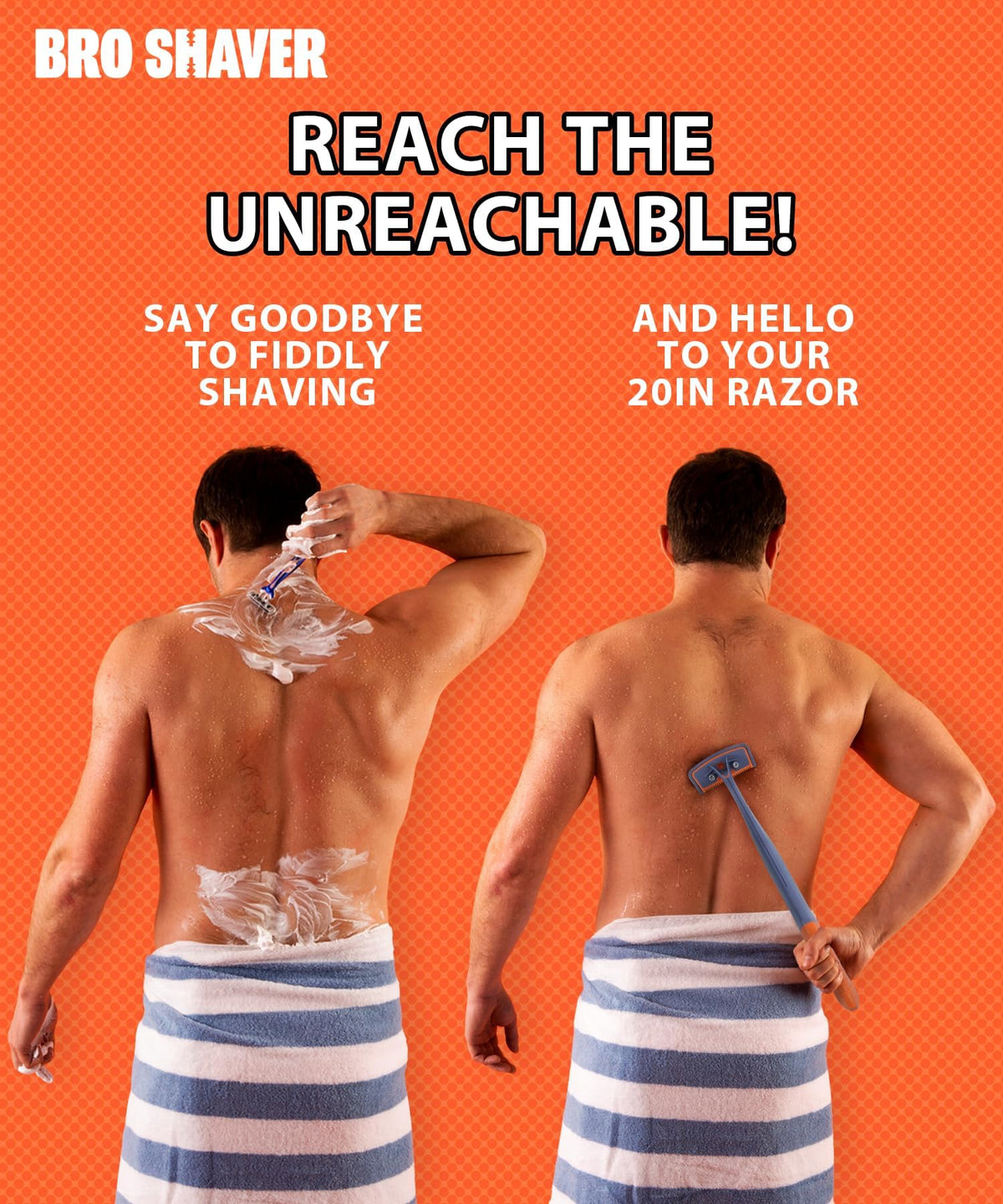 BroShaver 3.0 +6 Blades - Back Shaver for Men With 2 Shave Settings
