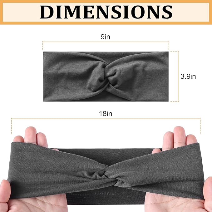 Stretchy Wide Headbands for Women - 12 Pcs Non Slip, Absorbed Sport Headband Soft Twist Knotted Headbands for Daily Life Yoga Workout(12 Color3)