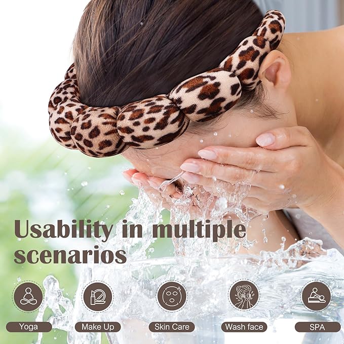 Ztomine Spa Headbands for Facial Skincare, Set of 2 Terry Cloth Headbands for Face Washing, Hair Mask, Skin Treatment