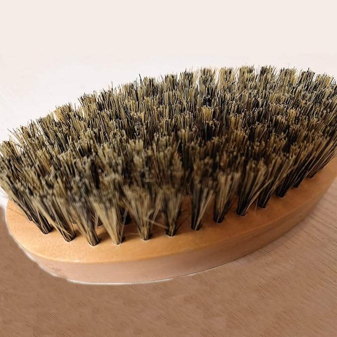 Fan Wu Beard Brush & Wood Comb Set with Velvet Travel Pouch – Natural Boar Bristle Grooming Kit, Anti-Static, No Shedding (Unlike Metal/Plastic Kits) for Beard, Mustache & Hair – Gift for Men