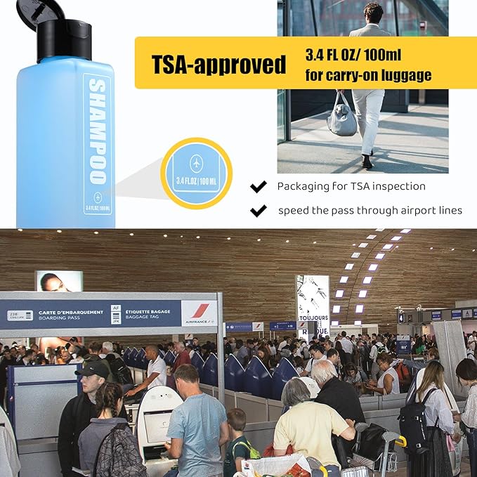 GearTrust TSA Travel Size Bottles for Toiletries, Shampoo Travel Bottles