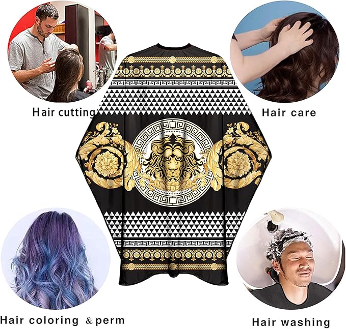CapeshionPro Barber Capes Hair Cutting Capes Salon Stylist Capes with Snaps Waterproof Professional Large Barber Hairdresser Gown Cape- 63”× 56”(Black)