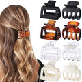 Medium Hair Clips Combination 2 Styles Small Claw Clips for Thin Hair 8 Pcs Matte Non-slip Rectangle Jaw Clips Square Hair Accessories for Women and Girls (Transparent)