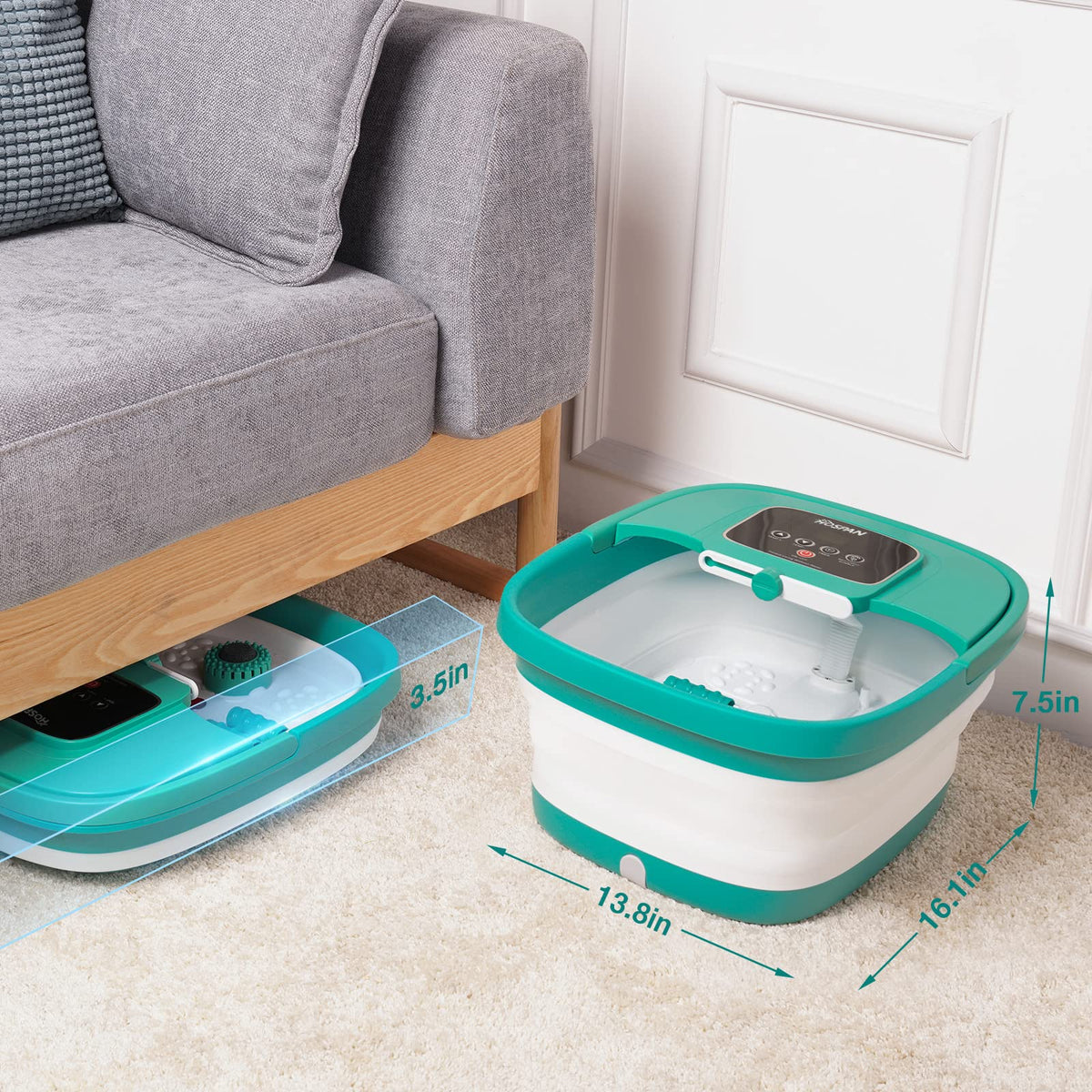 HOSPAN Collapsible Foot Spa, Foot Bath Massager with Heat, Bubble & Massage