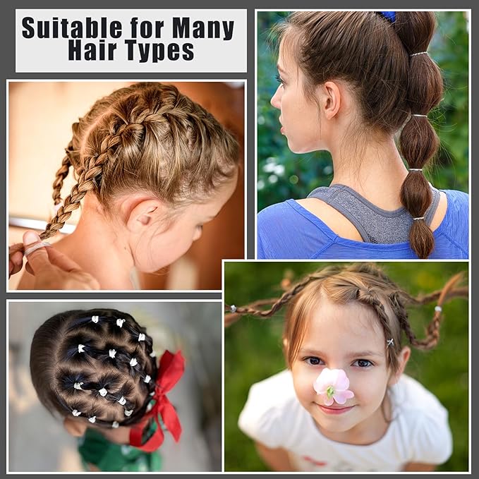 Auroray 2200 Pcs Elastic Hair Ties, 6 Natural Colors Mini Rubber Bands with Hair Tail Tools and Comb, Hair Accessories for Women, Girls, Toddlers, Babies