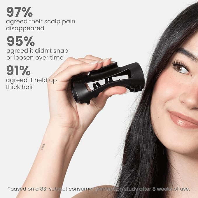 Mello Medium Hair Clip - Flexible Comfort Hair Claw for Women, Strong Hold for Thick & Thin Hair Styling, Durable Material, Matte Non-Slip Finish, Made in Korea, Patent Pending (Black, Medium)