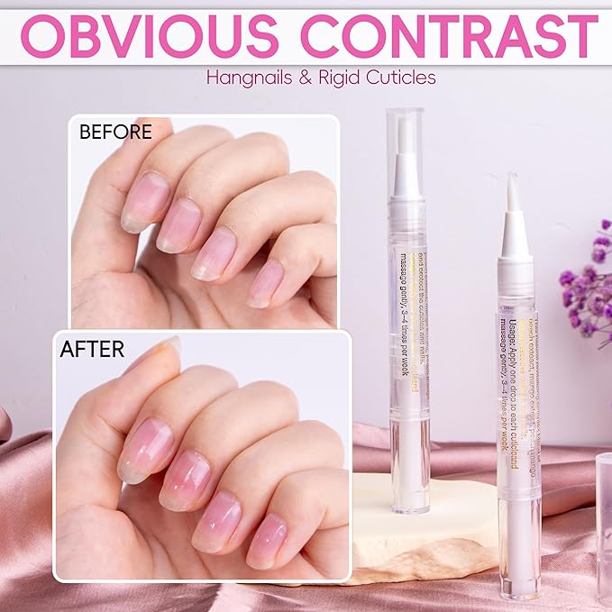 Foncomy 2PCS Cuticle Oil Pen for Nails,Nail Oil Pen for Nail Care,Cuticle Oil for Nails with Nail File,Nail Oil Cuticle Prevent Dry Cracking and Hangnails,Deep Nourishment(Lily & Aloe Flavor)