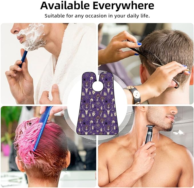 Beard Apron Hair Catcher, Witch Witchcraft Goth Skull Mushroom Shave Bib, Waterproof Non-Stick Shaving Bib, Trimming Grooming Tool for Dad Men Anniversary