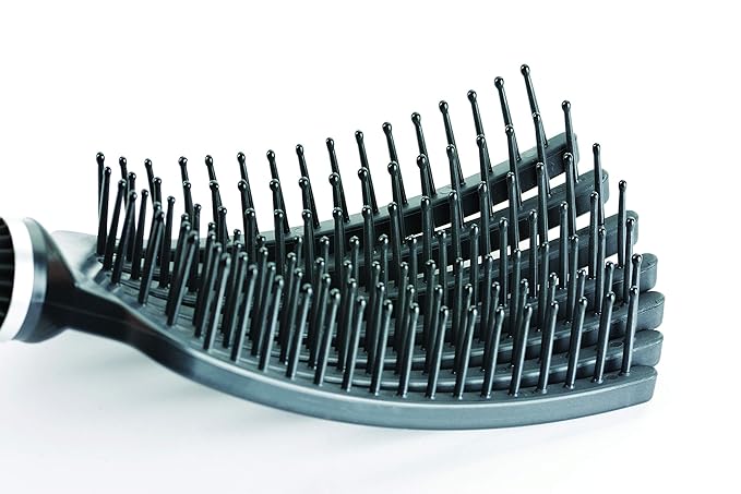 Premium Mini Tangle Buster Brush – Soft Nylon Bristles – Long Ergonomic Durable Rubber Handle – Ideal for Wet and Dry Hair & Easy Grooming, Teal and Pink Color (7 Fingers)