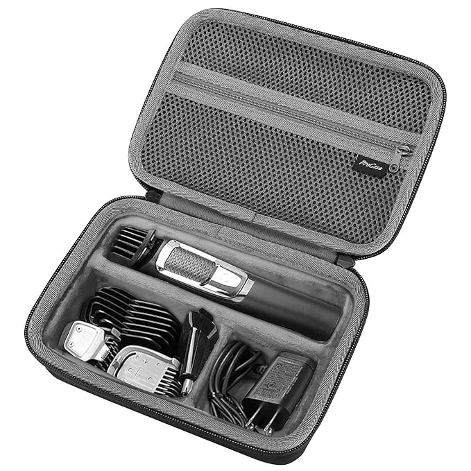 ProCase Hard Travel Case for Norelco Multigroom Series 3000 5000 7000 MG3750 MG5750/49 MG7750/49 Men's Electric Trimmer Shaver and Attachments -Black