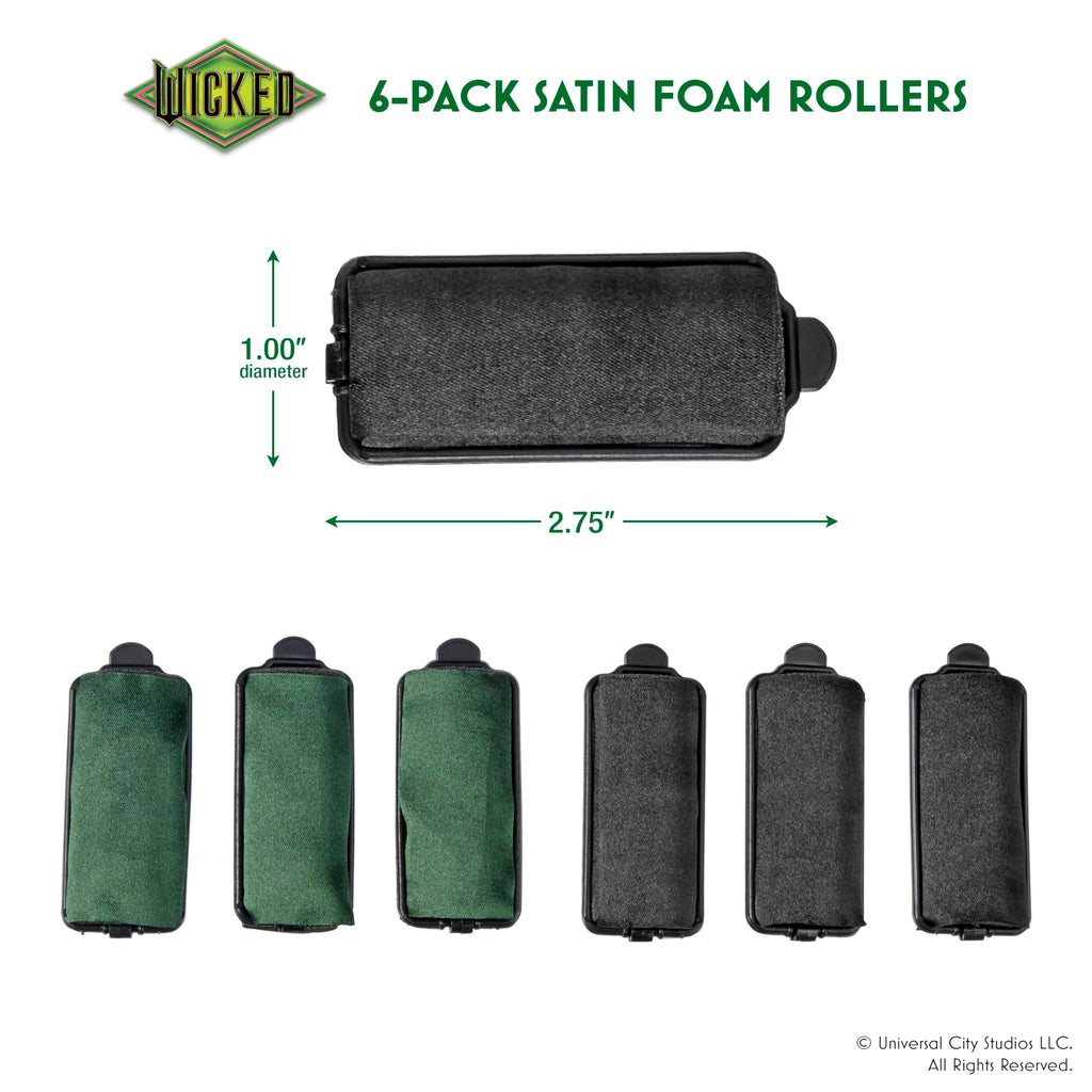 Wicked Elphaba 6PK Satin Rollers - hair rollers - foam rollers - heatless hair curlers - Scunci by Conair